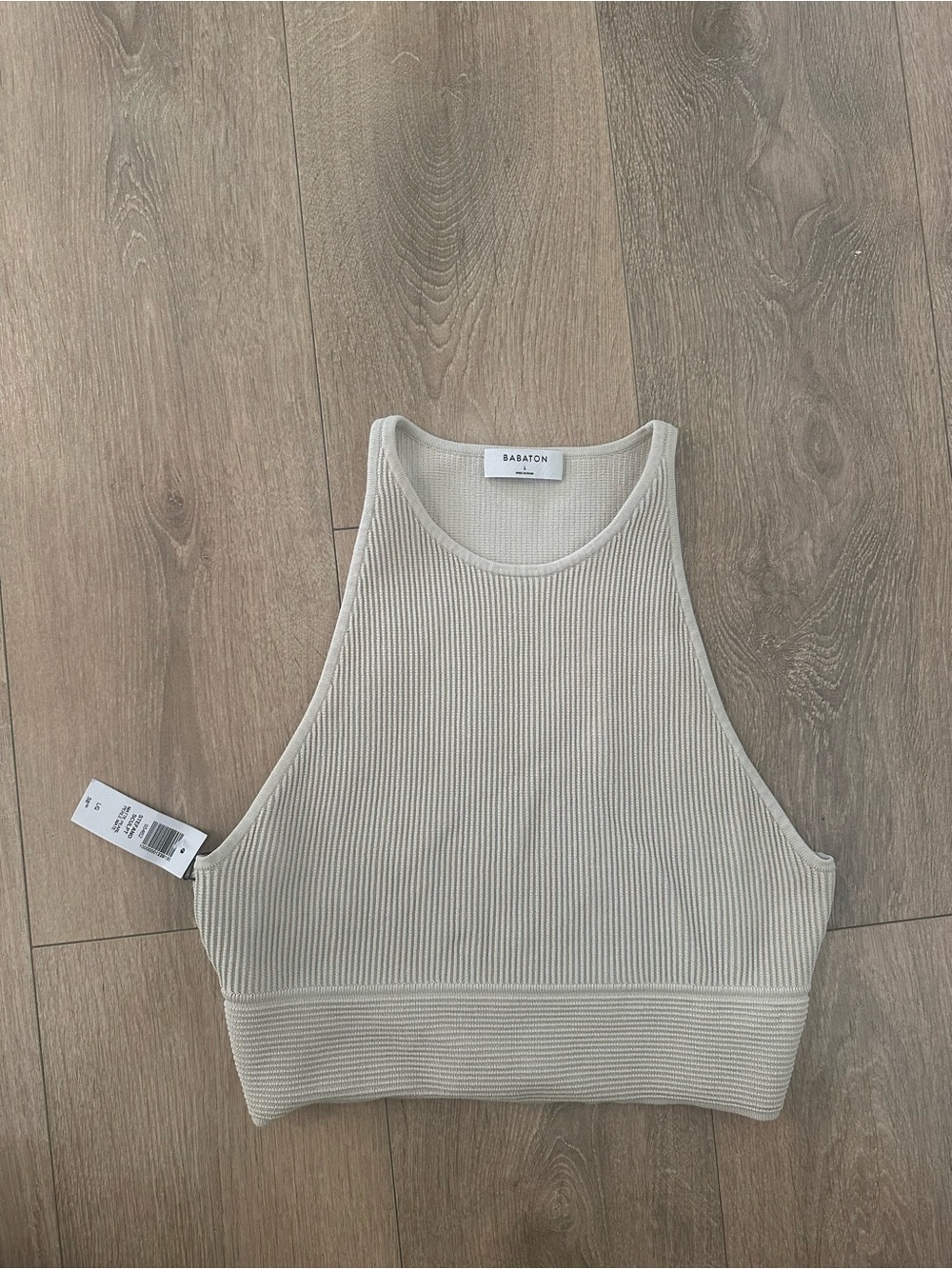 Babaton Cream Ribbed Cropped Tank Top